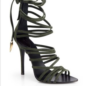 Giuseppe Zanotti Green Suede Strappy Heels